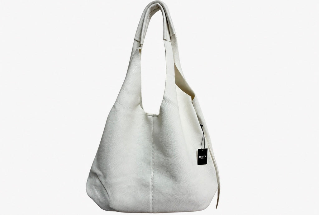 Bolso hobo de piel blanco Złota The Brand