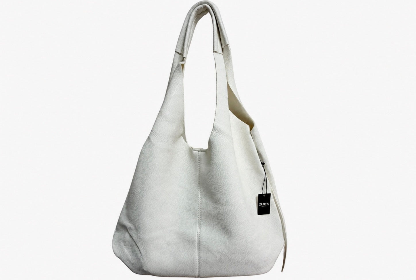 Bolso hobo de piel blanco Złota The Brand