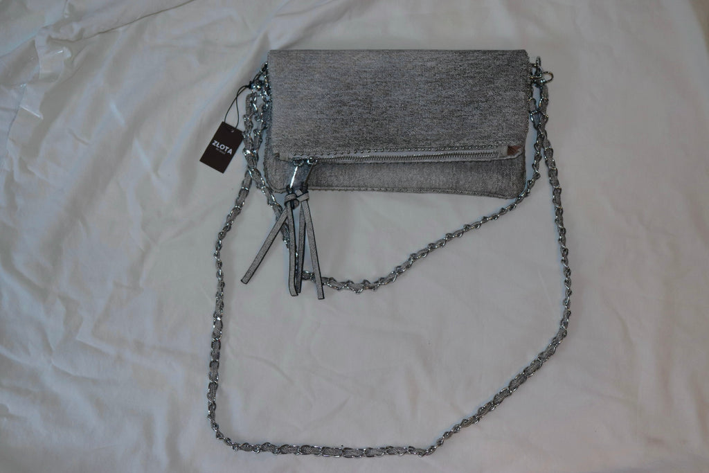 DENIM CHAIN CLUTCH