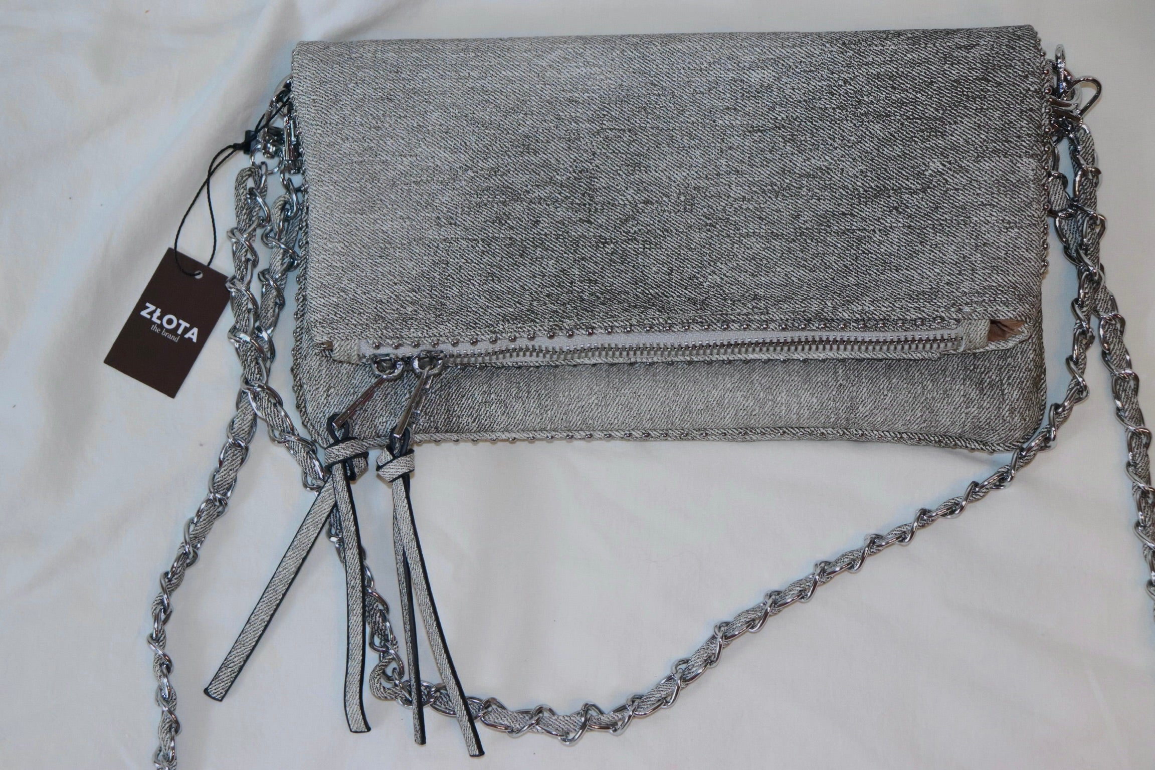 DENIM CHAIN CLUTCH