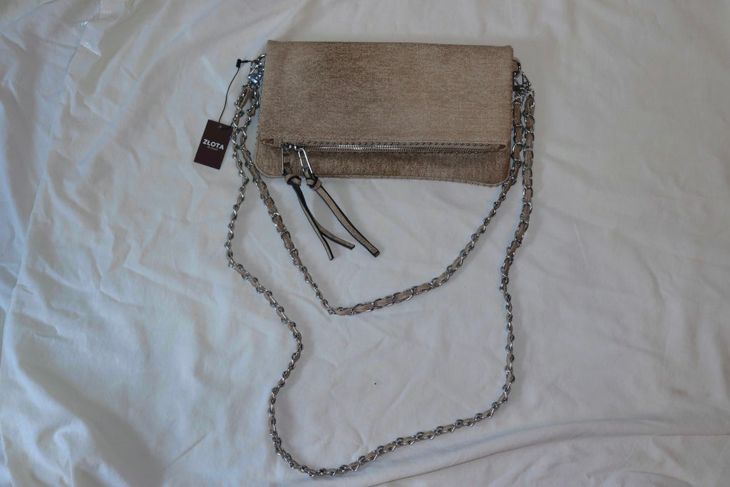 DENIM CHAIN CLUTCH