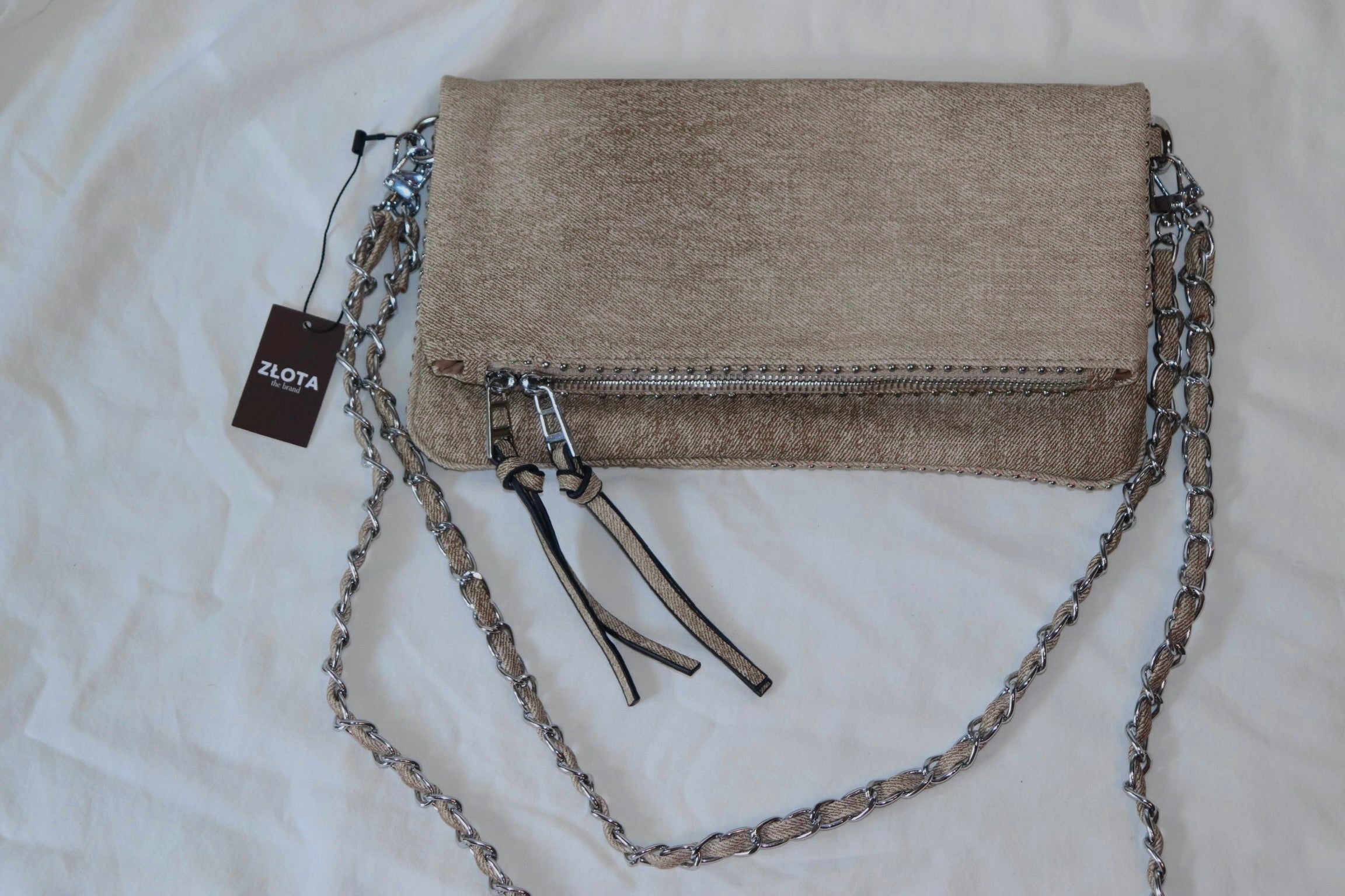 DENIM CHAIN CLUTCH