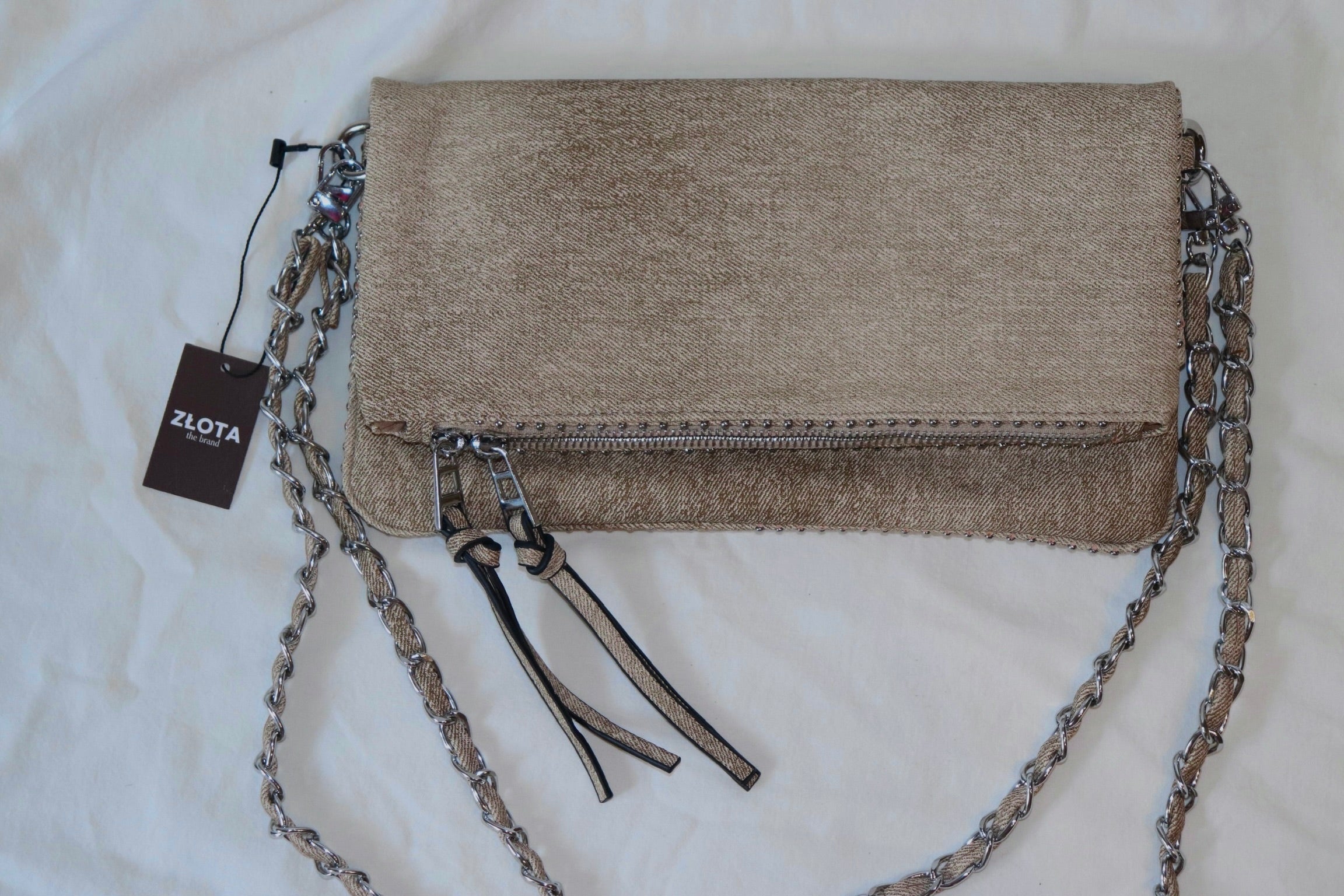DENIM CHAIN CLUTCH