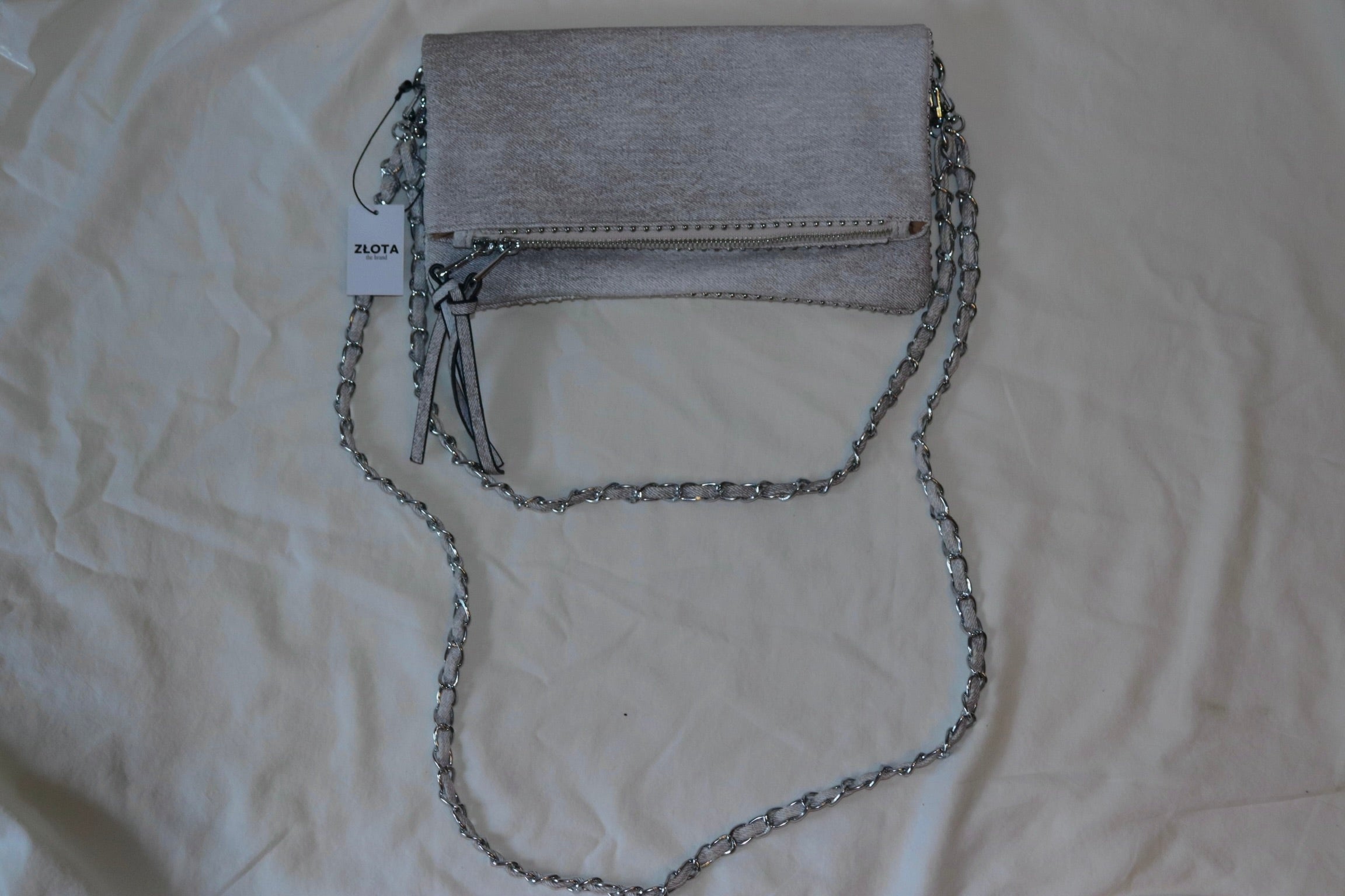 DENIM CHAIN CLUTCH