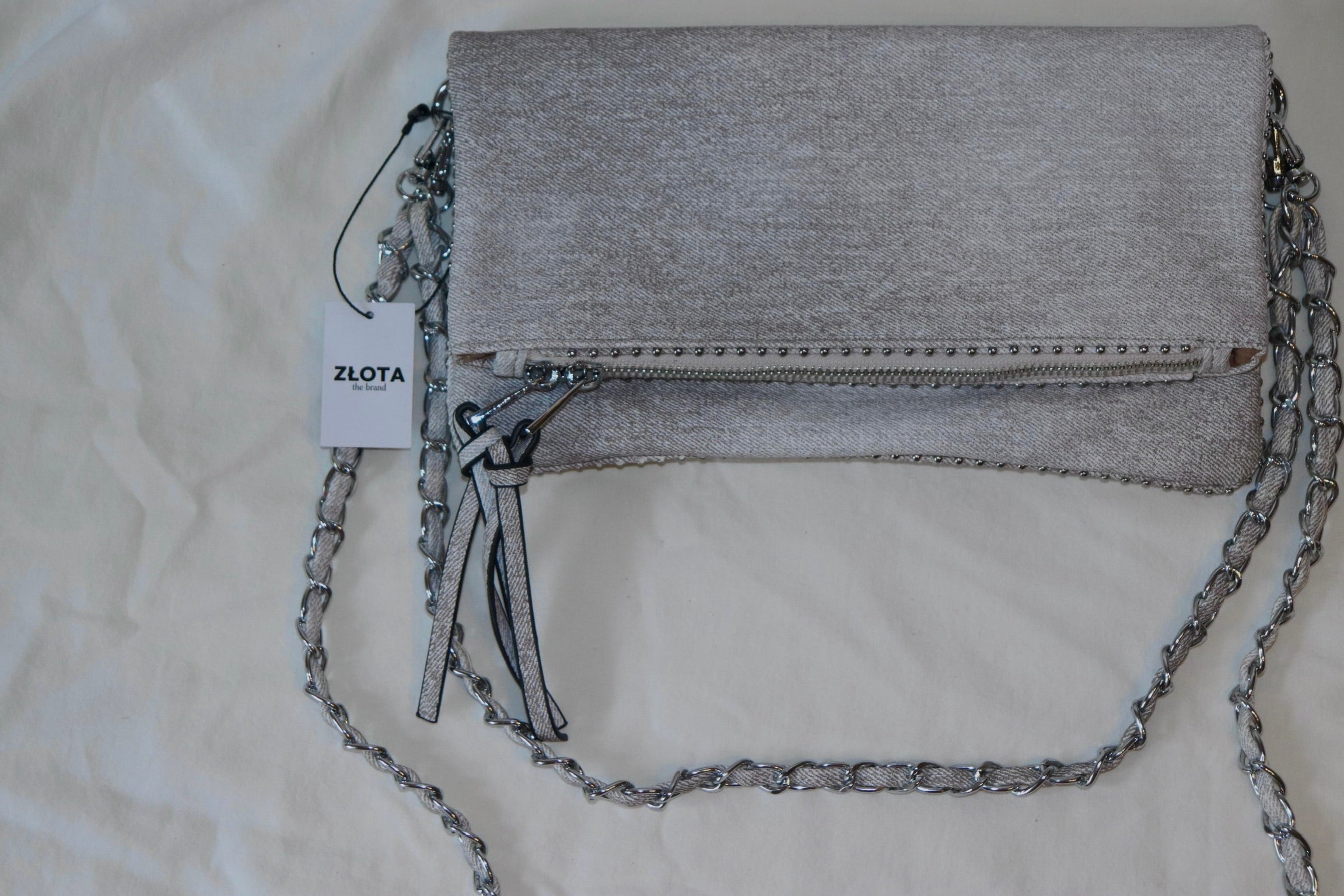 DENIM CHAIN CLUTCH