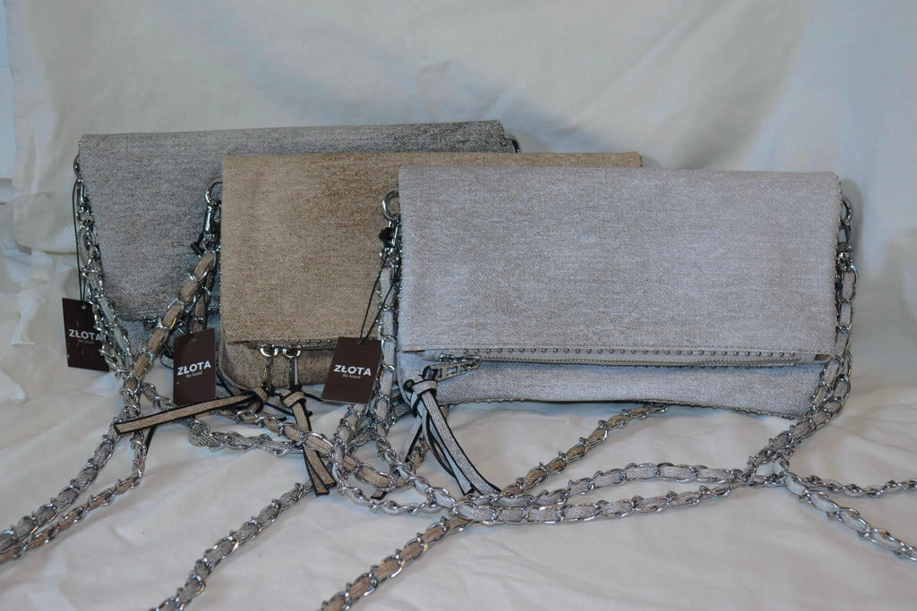 DENIM CHAIN CLUTCH