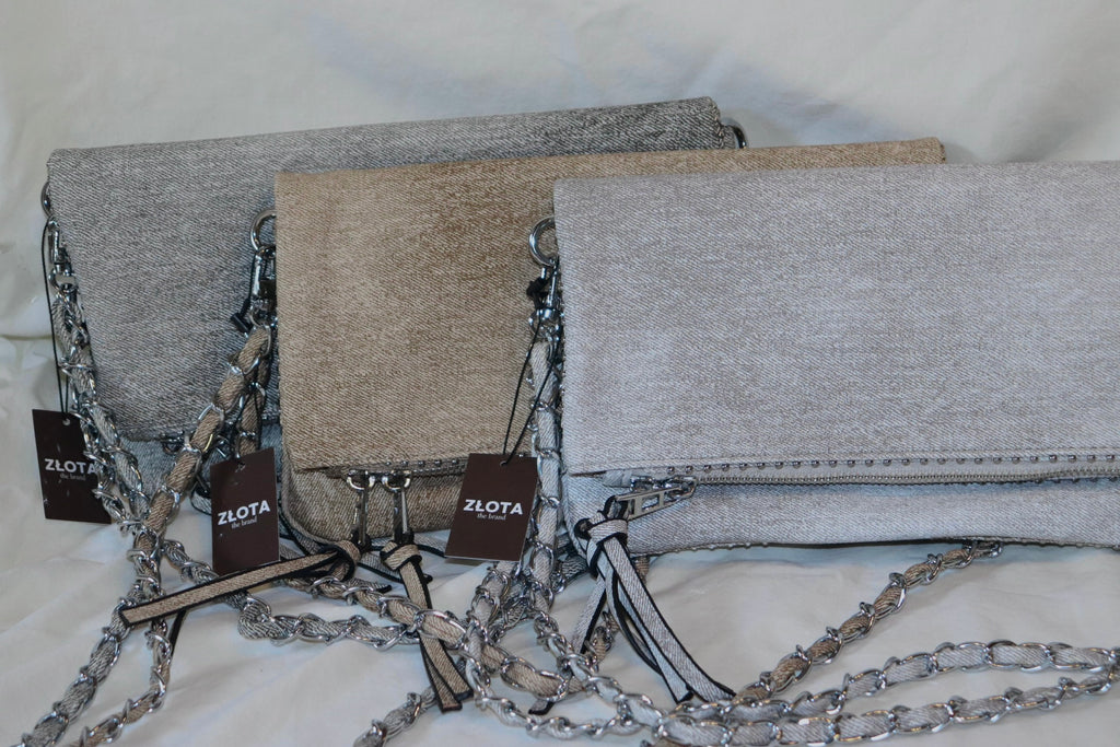 DENIM CHAIN CLUTCH