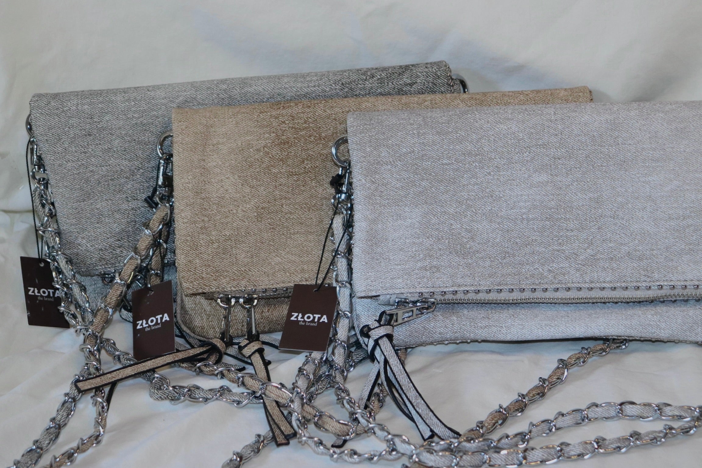 DENIM CHAIN CLUTCH