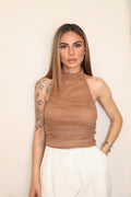 CAMEL HALTER TOP